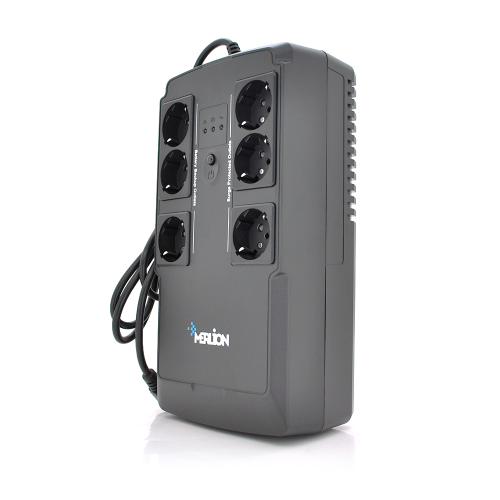 ДБЖ Merlion BUDA 600 (330W) LED, 180-270VAC, AVR 1st, 6 SCHUKO (3 * BatteryBackup + 3 * Surge), 1x12V4.5Ah, plastik Case Q4 (305x159x95) 2.6кг