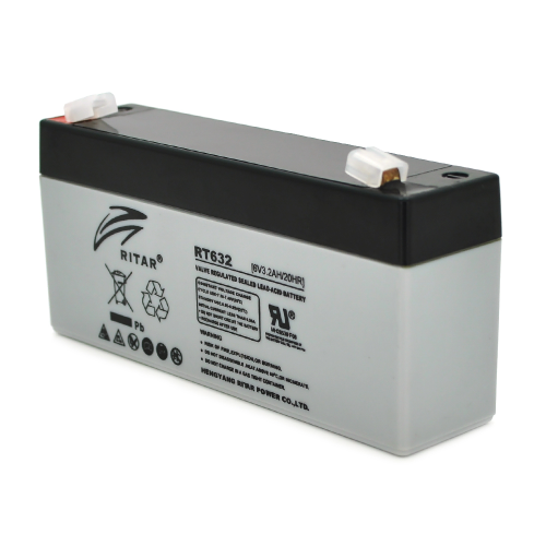 Акумуляторна батарея AGM RITAR RT632, Gray / Black Case, 6V 3.2Ah ( 134х35х60 (66) ) Q10