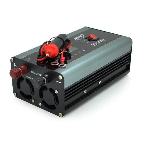 Інвертор напруги AEV2200W, 12 / 220V з апроксимованою синусоїдою, 2 універсальні розетки, 2*USB (DC:5V / 2.4A), крокодили + прикурювач