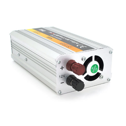 Інвертор напруги POWERMASTER-500(300Вт), 12 / 220 з апроксимованою синусоїдою, 1 універсальні розетка, Клеми+крокодили, Box