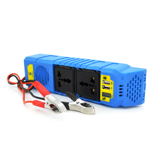 Інвертор напруги WS-105, 150Вт, 12 / 220 з апроксимованою синусоїдою, 2*USB 5V1A, 2 універсальна розетка, крокодили + дроти, BOX, Q50