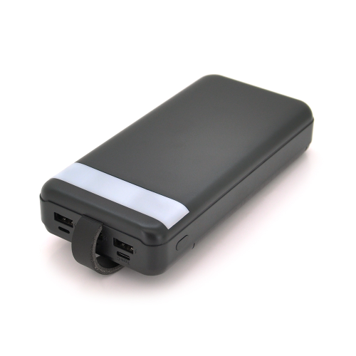 PowerBank XO-PR156 30000mAh, flashlight, Input: 5V / 2.5A, 9V / 2A, 12V / 1.5A (Micro, Type-C, Lightning), Output: 5V / 3A, 9V / 2A, 12V / 1.5A(3USB, Type-C),Q30,plastic,Black