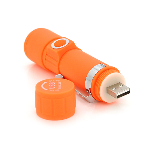 Ліхтар ручний POWERMASTER MX-616S, 1LED Cree Q5, 10W, 3 режими, ZOOM, 18650 / 2400 вбудований, Mix color, IP44, USB, 113х29х25мм, BOX