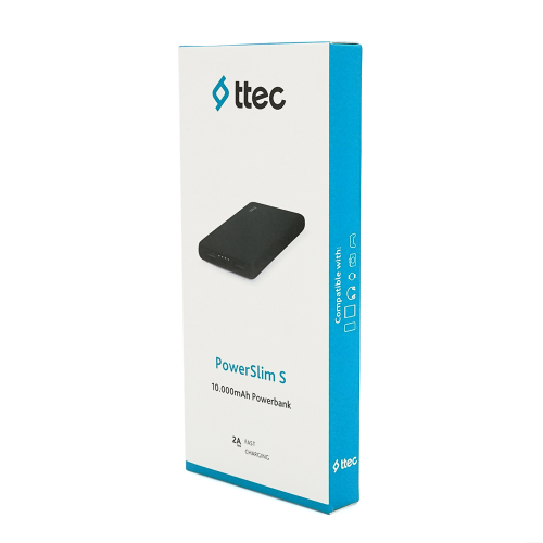 PowerbankTtec 10000mAh, Led, Output: 2*USB, 20W, Black, Q36