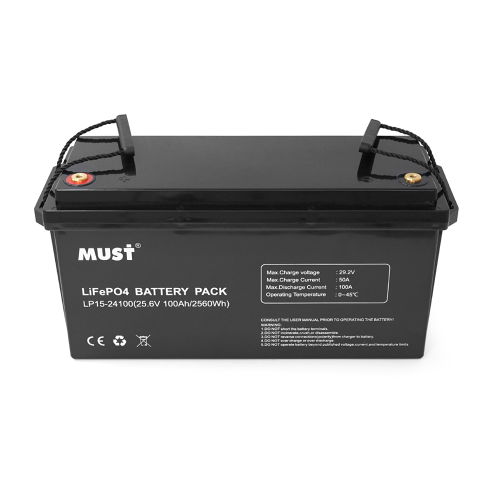 Акумуляторна батарея Must LiFePO4 LP15-24100 25.6V 100Ah, 2,56kWh, BMS50A@4S, 6000 cycles, 522x240x218, 23kg