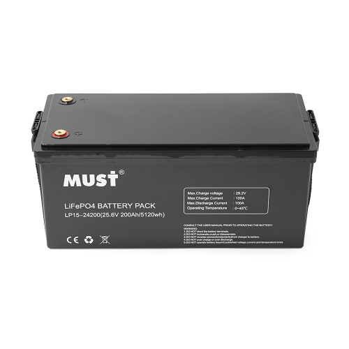 Аккумуляторна батарея Must LiFePO4 LP15-24200 25.6V 200Ah, 5,12kWh, BMS100A@4S, 6000 cycles, 522x240x218, 45kg
