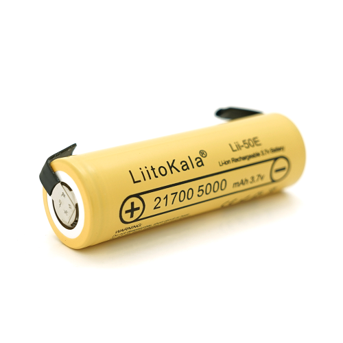 Акумулятор 21700 Li-Ion LiitoKala Lii-50E-N(Nickel), 5000mAh (4800-5100mAh), 15A, 3.7V (2.5-4.2V), Yellow, PVC BOX