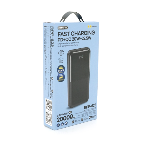 Power Bank Remax RPP-623 20000mAh, 2USB+Type-C, 22.5W, Mix Color, 0.46kg