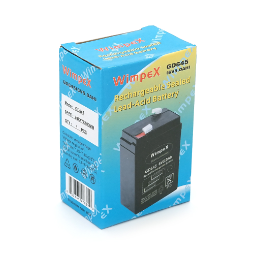 Акумуляторна батарея Wimpex WX-645 6 V 5Ah (70 x 47 x 100 (105)), 0.60 kg, Black, Q20