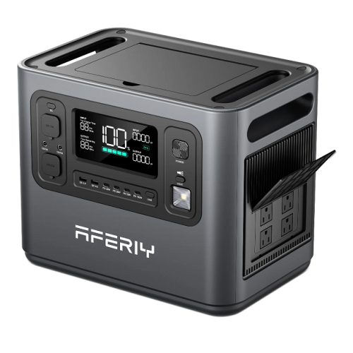 Портативна станція AFERIY AF-P110-E, LiFePO4 960 Вт·год (макс. 1200) Вт, MPPT 11,5-50 В-20 А (500 Вт), out220v. LED. 2 USB виходи, 4xType-C PD20 / 100 Вт, DC+запальник 12 В / 10 А, 392*230*315 мм, 13 кг