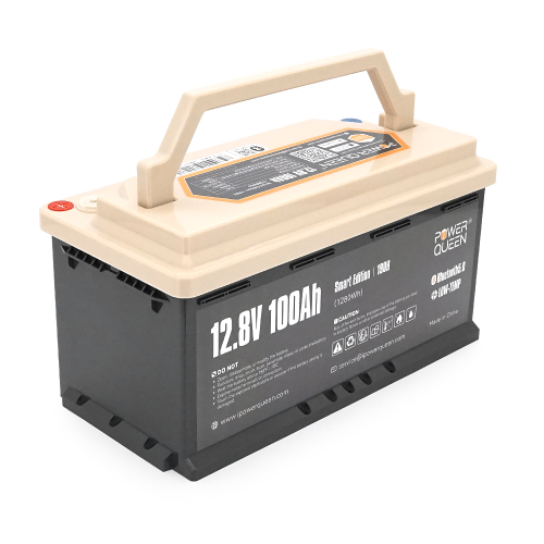 Акумуляторна батарея LiFePO4 Power Queen 12.8V 100Ah H190, 1280Wh, BMS 100A, RV190-BT, Bluetooth, &ge;4000 циклів, 358*177*189mm, 9.7 kg