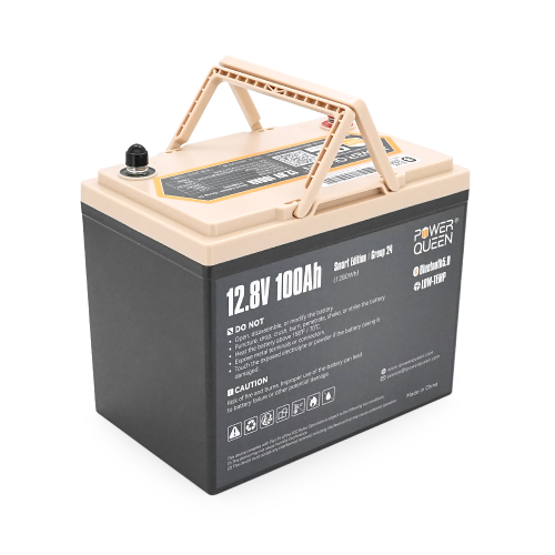 Акумуляторна батарея LiFePO4 Power Queen 12.8V 100Ah H190, 1280Wh, BMS 100A, Group24 BT, Bluetooth, &ge;4000 циклів, 254&times;167&times;210mm, 9.92kg