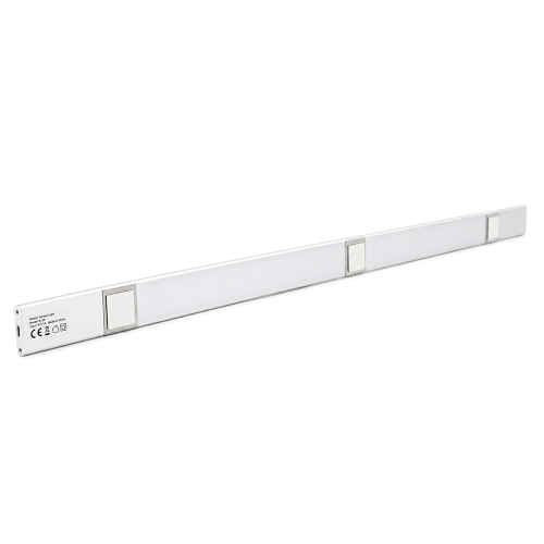 LED світильник 80-4S з пультом, датчиком руху та освітленості. 4.5W, 3 режими (3000К / 4000К / 6000К). АКБ 1500 mAh. 800x40x10 мм. Silver. Box