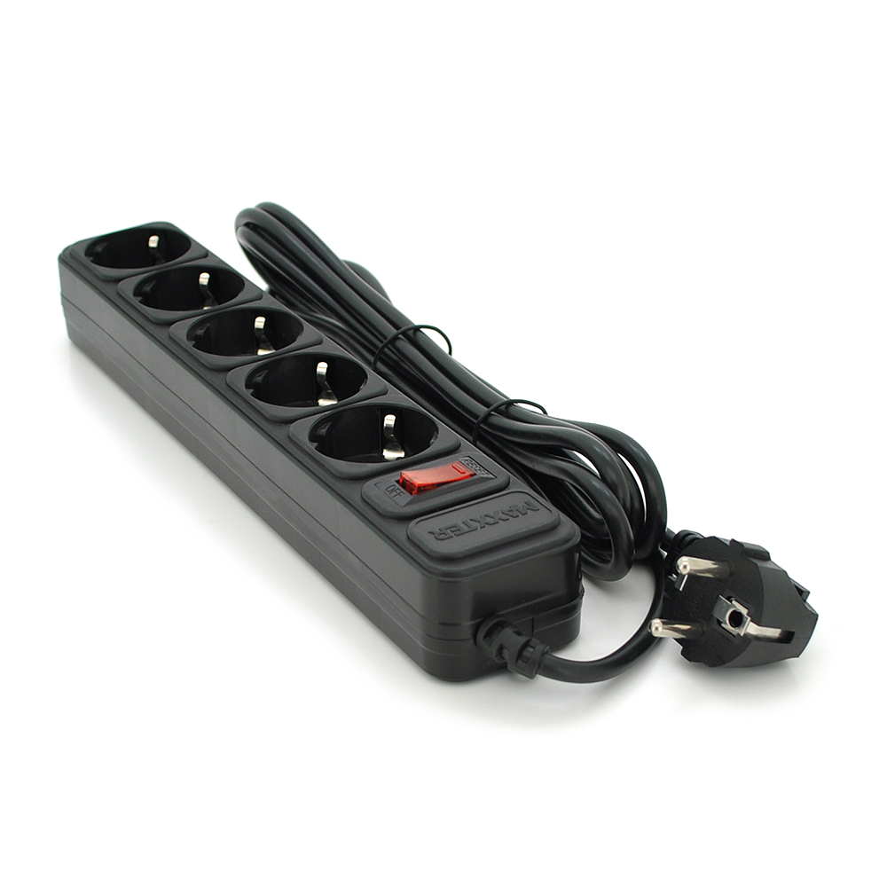 Мережевий подовжувач Maxxter SP5, 220В 10А, 5 розеток, 4.5 м, Black