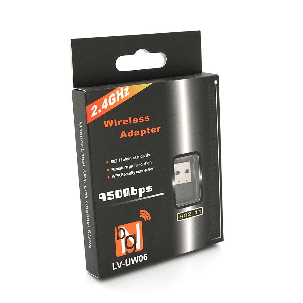 Бездротовий мережевий адаптер Wi-Fi-USB Merlion CL-UW06, RT7601, 802.11bgn, 150MB, 2.4 GHz, WIN7 / XP / Vista / 2K / MAC / LINUX, Blister