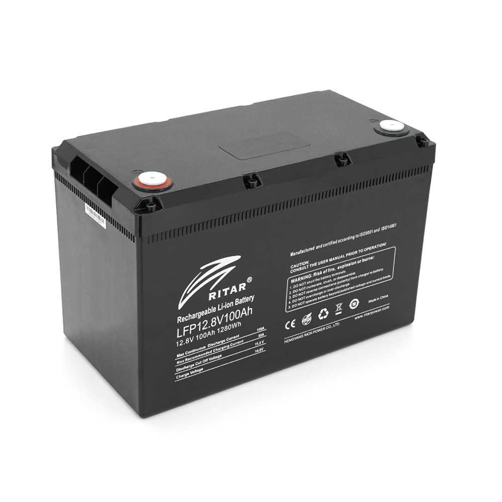 Акумуляторна батарея Ritar LiFePO4 12,8V 100Ah 1280Wh BMS100@4S ( 328 x 172 x 215 (220) Q1