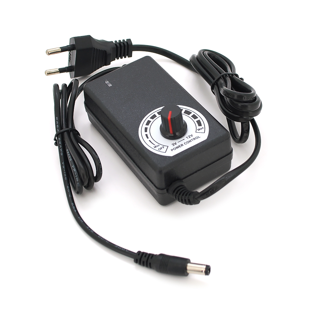 Адаптер живлення NZX-31250 з регулюванням 3-12V 3A, штекер 5,5 * 2,5, LED - індикація+ перехідник