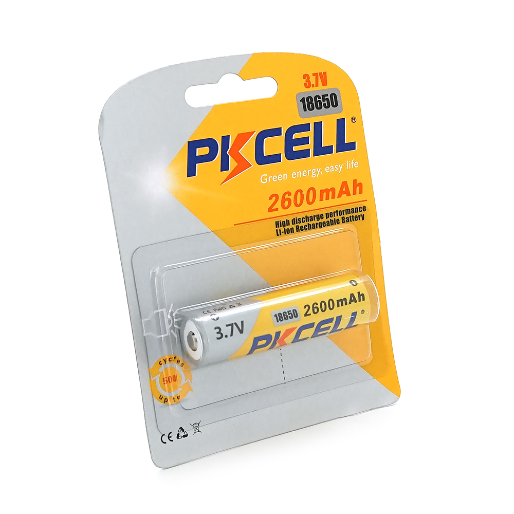 Акумулятор 18650 PKCELL 3.7V 18650 2600mAh Li-ion rechargeable batery 1 шт в блістері, ціна за блістер, Q20