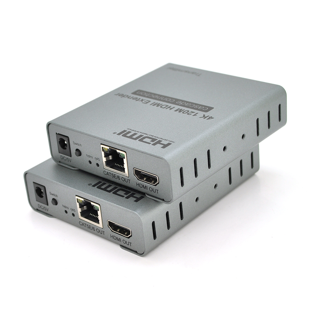 Одноканальний активний подовжувач HDMI сигналу по UTP кабелю з ик управлінням до 120 метрів, cat5e/cat6e 4K/1080P з блоком живлення.
