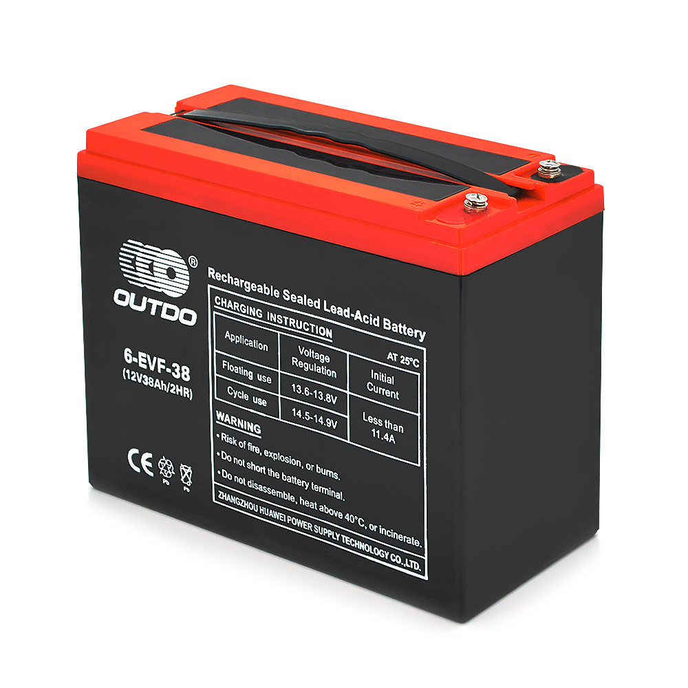Тягова акумуляторна батарея AGM OUTDO 6-DZM-38 (EVF-38), 12V 38Ah, (223 х 105 х 174), Q1