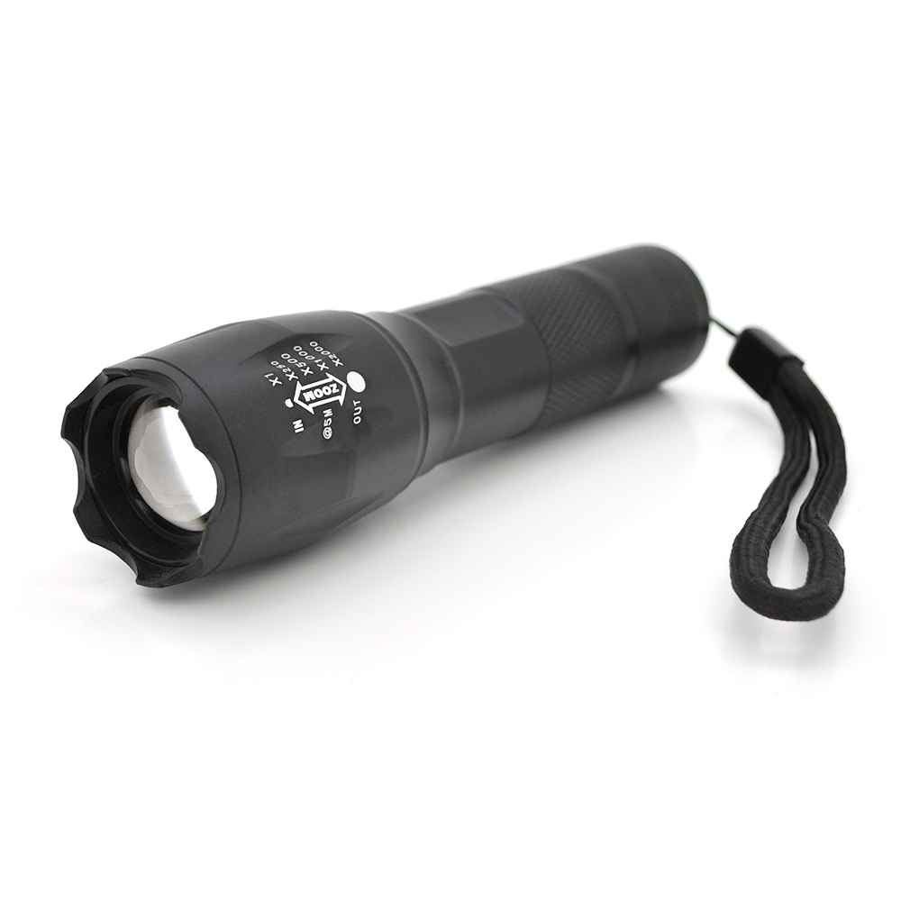 Ліхтар ручний PIPO XML-T6, 1LED Cree T6, 3W, 5 режимів, ZOOM, 18650 / 2800mah (перехідник 3*AAA), Black, IP44, СЗУ, 130х30х27мм, BOX