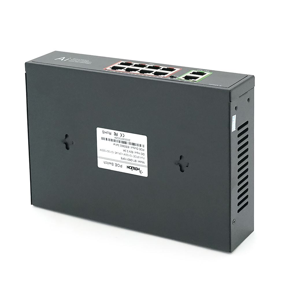 POE комутатор Merlion 8 POE 10 / 100 + 2 RJ45 10 / 100 / 1000 + вбудований блок живлення 52V 2.3A