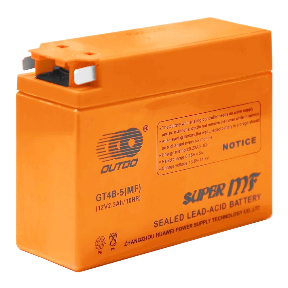 Мотоакумулятор OUTDO (Maxion) GT4B-5 (MF), 12V 2.3 Ah (114 х 39 х 87), Orange, Q20