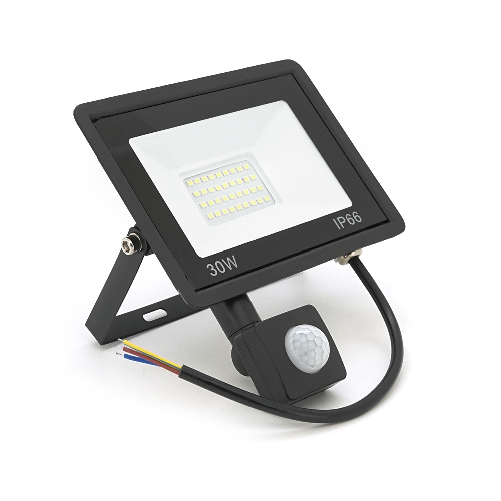 Прожектор LED з датчиком руху Ritar ZB-PGGY-30W, 30W, SMD2835, IP65, 2400Lm, 6500K (100%), Ra>70, 141*126*40mm, Black