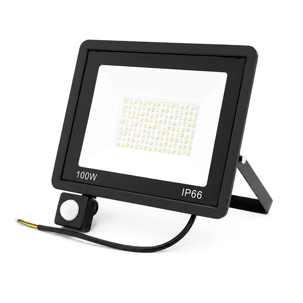 Прожектор LED з датчиком руху Ritar ZB-PGGY-100W, 100W, SMD2835, IP65, 8000Lm, 6500K (100%), Ra>70, 271*200*40mm, Black