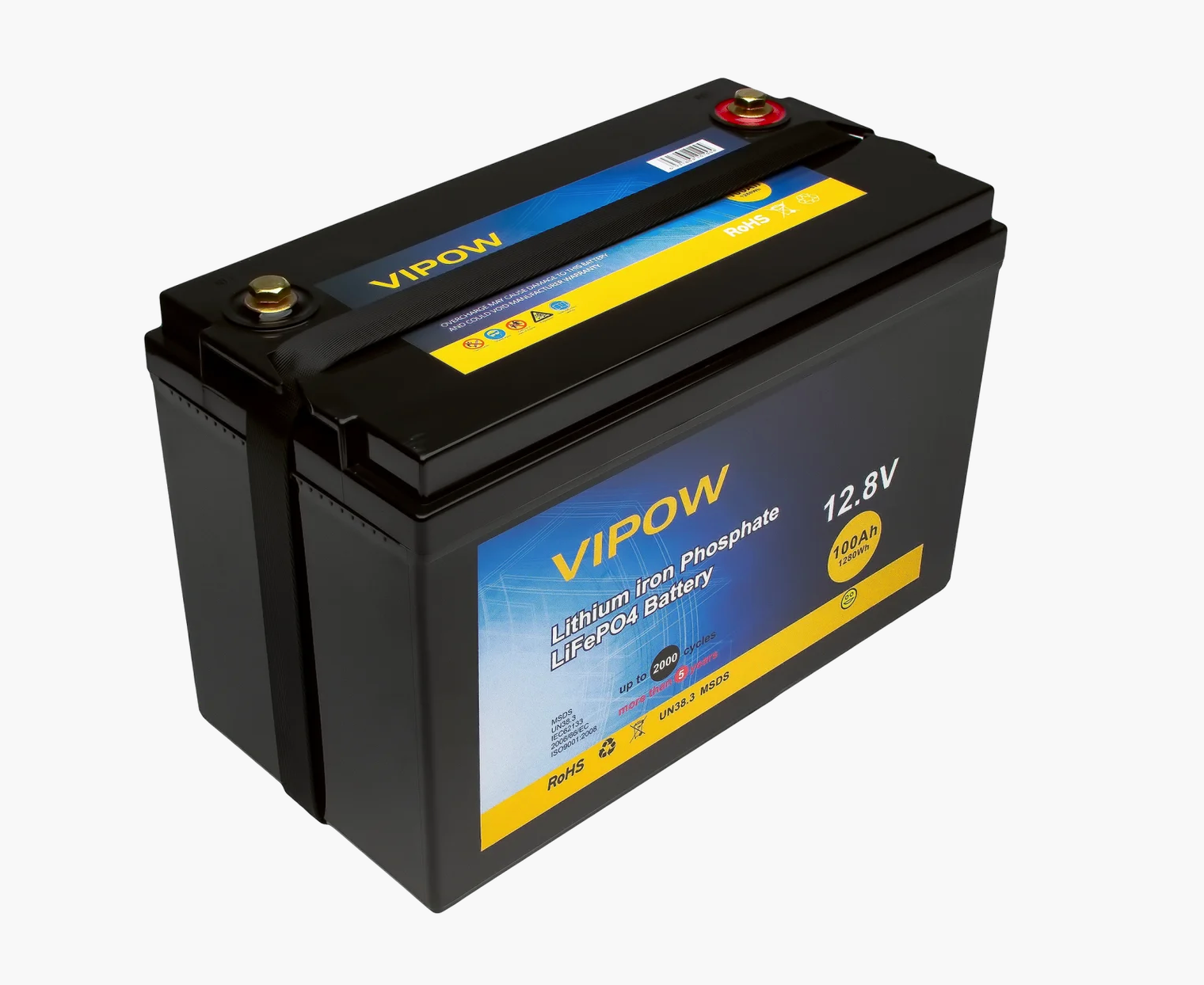 Літієвий акумулятор Vipow LiFePO4128-100/80 / 12.8 В / 100 А⋅год / LiFePO4