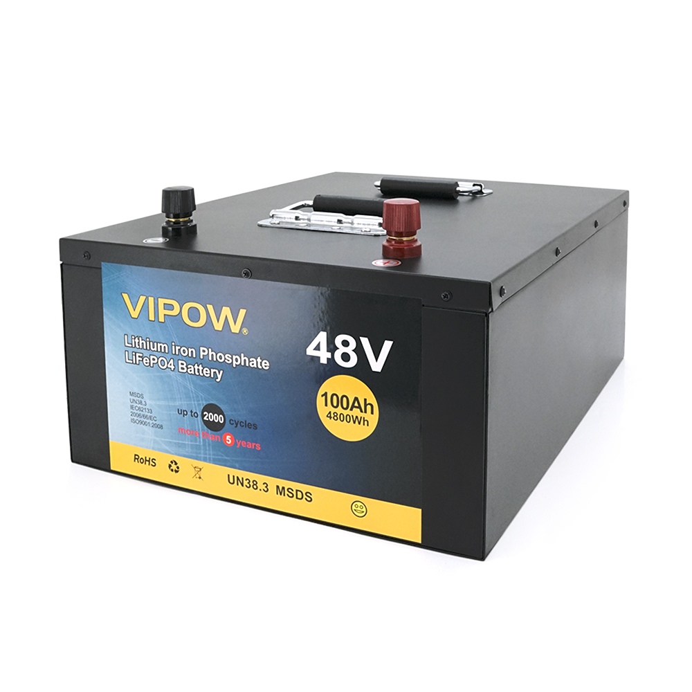 Акумуляторна батарея Vipow LiFePO4 51,2V 100Ah з вбудованою ВМS платою 80A (450*442*177)