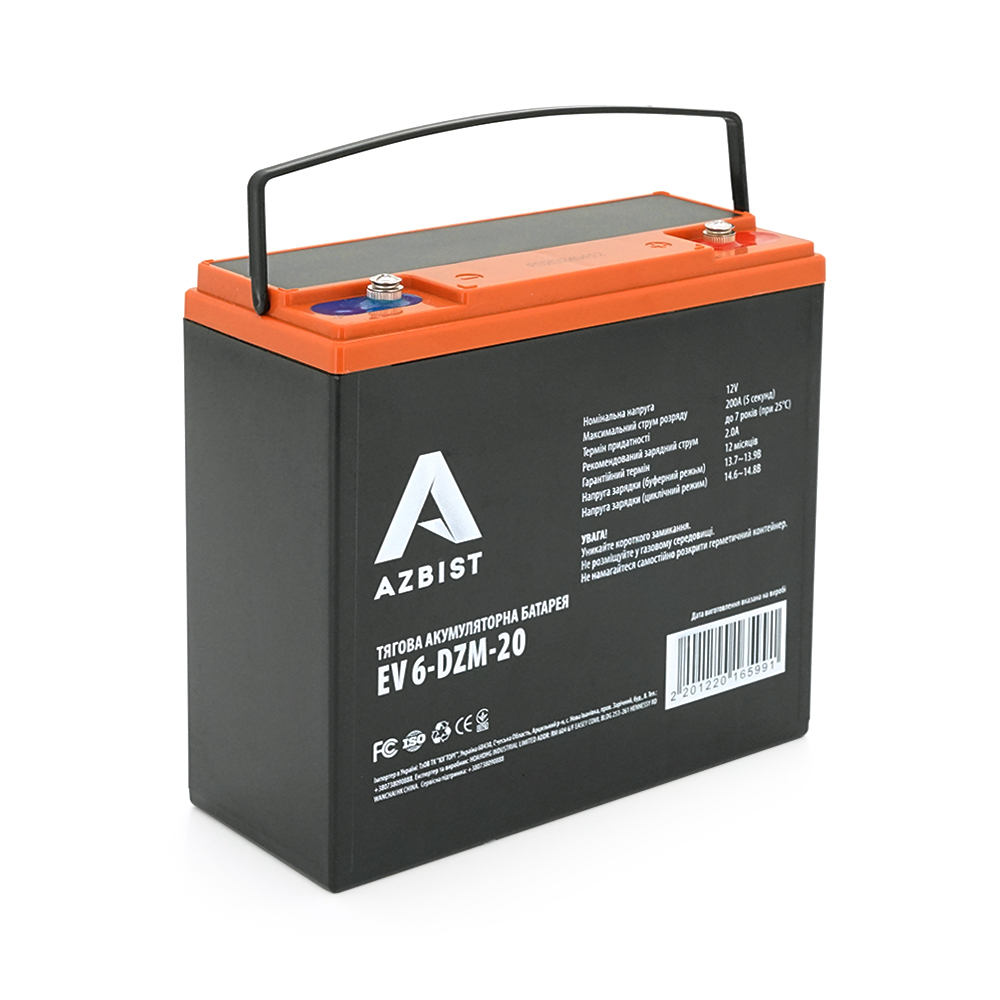 Тягова акумуляторна батарея AGM AZBIST 6-DZM-20, 12V 20Ah M4 (181х77х167 мм) Q3