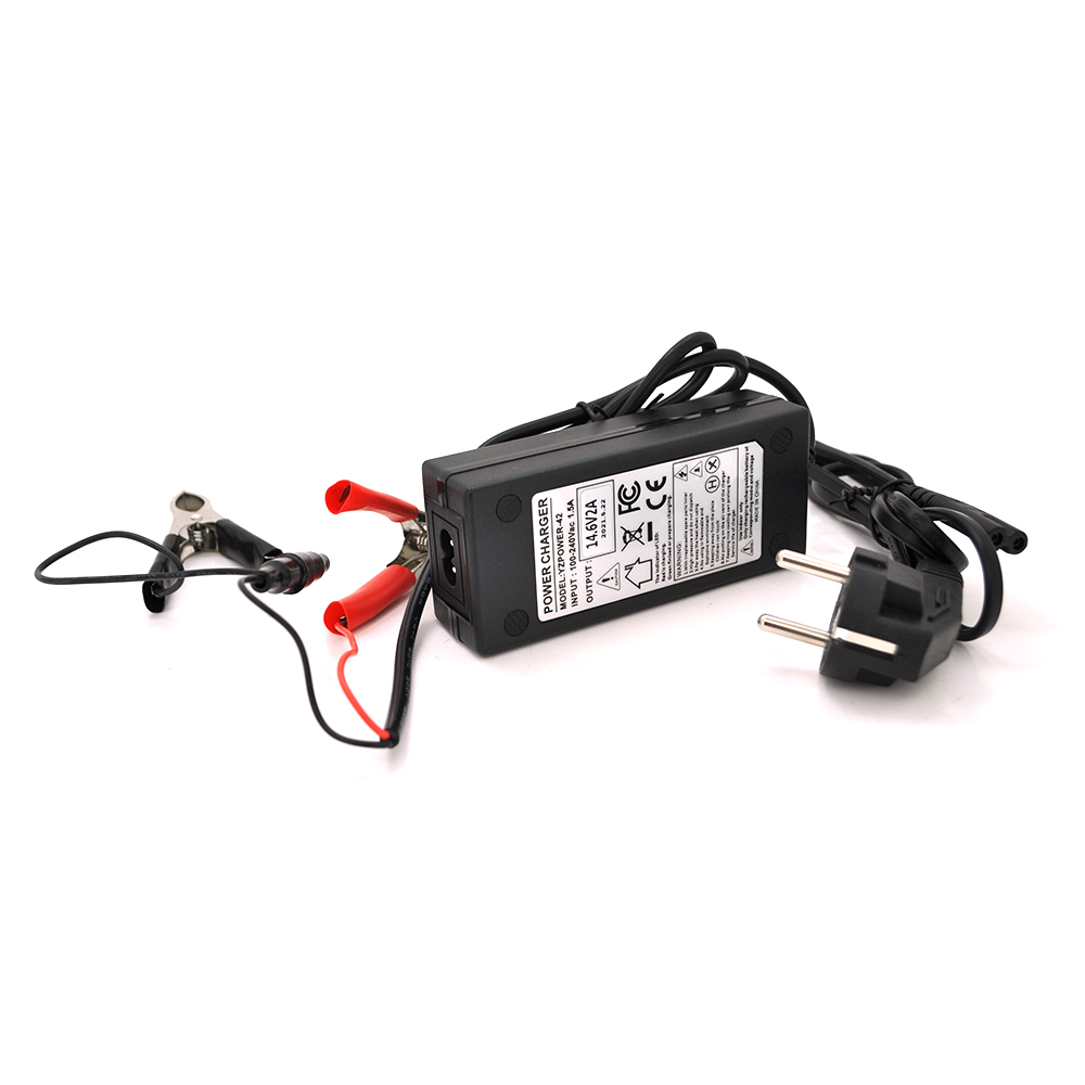 Зарядний пристрій Merlion для акумуляторів LiFePO4 12V(14,6V),4S,2A-24W + крокодили,OEM,Q70