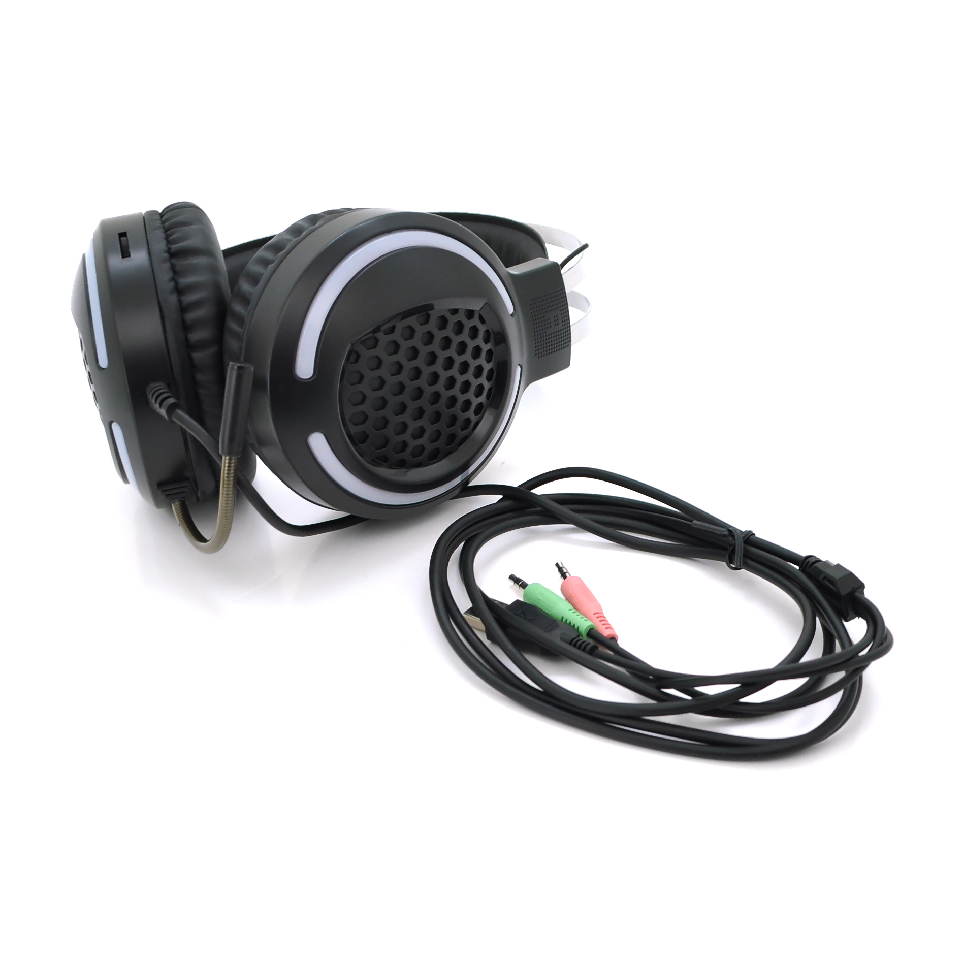 Ігрові навушники з мікрофоном iKAKU KSC-454 YOUMING, Black, jack3.5+2xUSB, підсвічування, Box, (230*187*105) 0,364кг