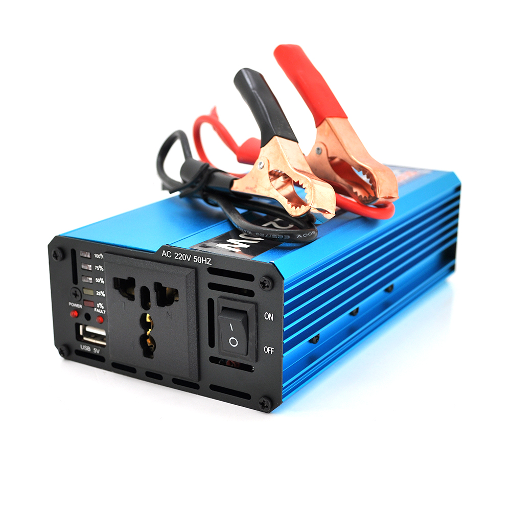 Інвертор напруги UKC 1200ВА(720Вт), 1200W, 24 / 220V, approximated, 1 універсальна розетка, клем + крокодили