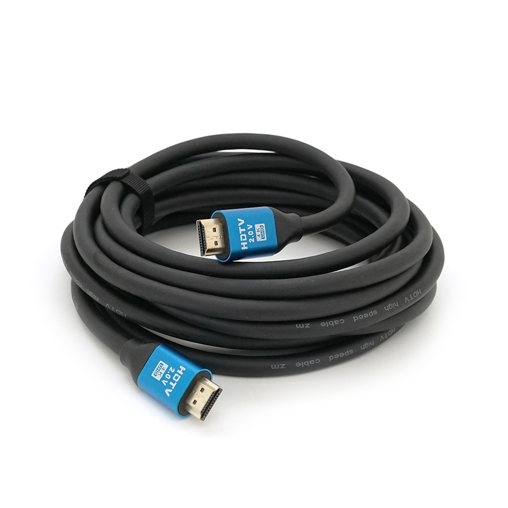 Кабель Merlion HDMI-HDMI 4Kx2K Ultra HD, 5.0m, v2,0, круглий Black, коннектор Blue, Blister-box, Q50