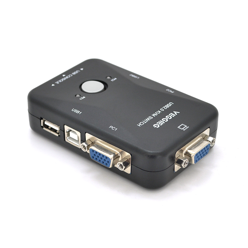 2-портовий KVM свіч VEGGIEG K201, перемикач USB, Grey, Blister-Box