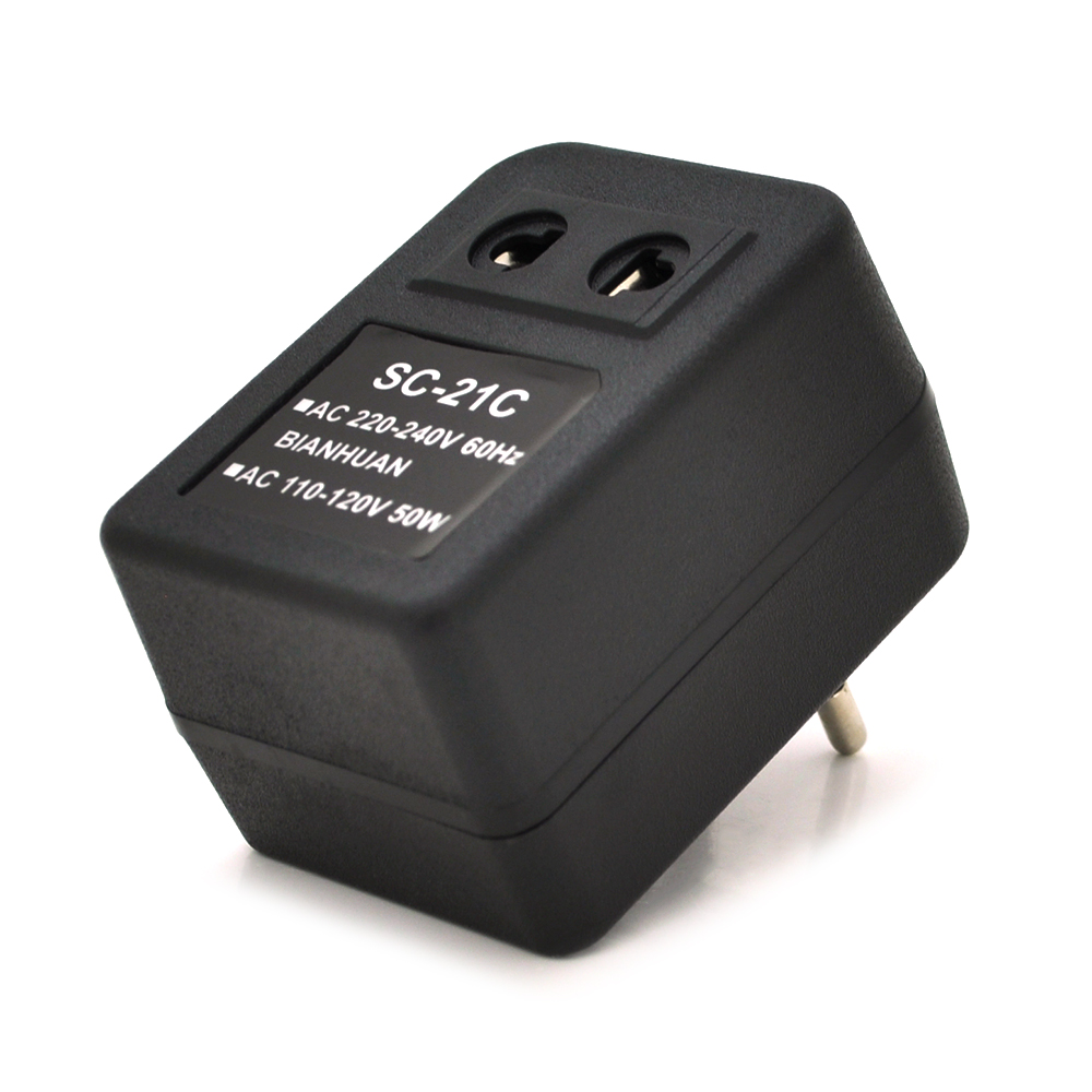 Перетворювач напруги трансформаторний 50W Input 220 V / Output 110V, + універсальна розетка та перехідник (real 50W)