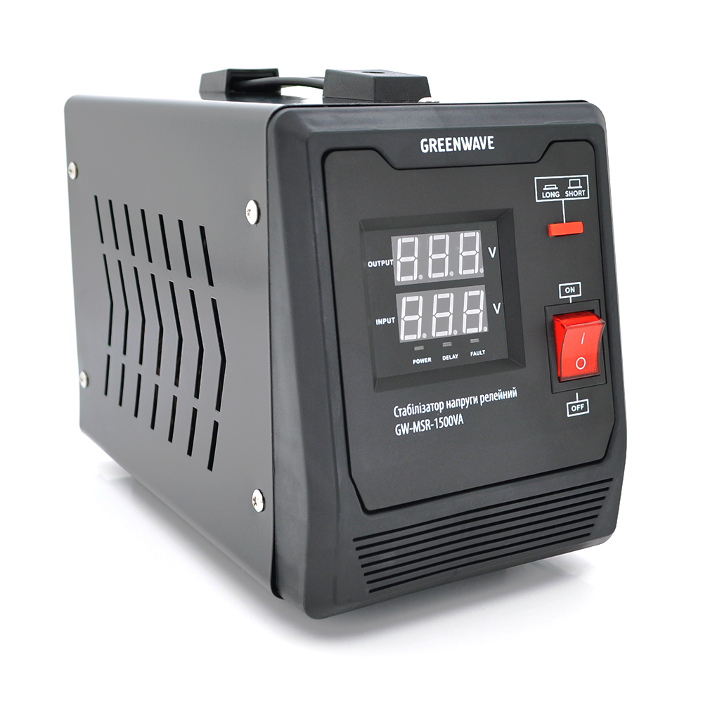 Стабілізатор напруги релейний Green Wave Mauser 1500VA (1050Вт), 1xShuko, DC140-260V, AC220±8%, BOX, Q4