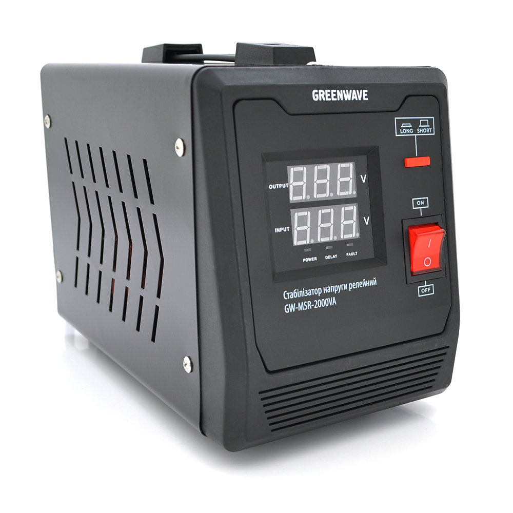 Стабілізатор напруги релейний Green Wave Mauser 2000VA (1400Вт), 1xShuko, DC140-260V, AC220±8%, BOX, Q4