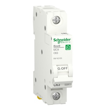 Автоматичний вимикач змінного струму Schneider RESI9 63А, 1P, крива, 6кА