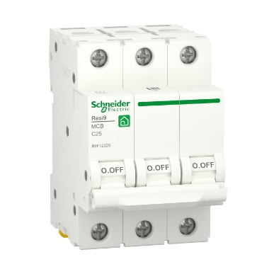 Автоматичний вимикач змінного струму Schneider RESI9 25А, 3P, крива С, 6кА