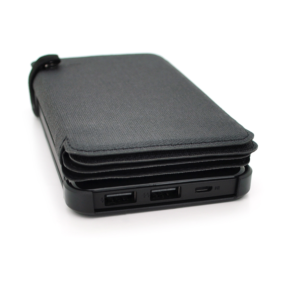 Power bank 12000 mAh Solar, (5V / 200mA), 2xUSB, 5V / 1A / 2.1A, USB <-> microUSB, ударо захищений прогумований корпус, Black, Corton BOX — Фото 3