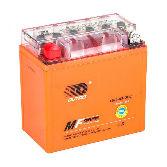 Мотоакумулятор OUTDO (Maxion) 12N9-BS GEL, 12V 9 Ah (137 х 77 х 135), Orange, Q8