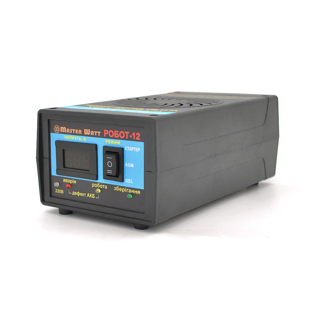 Інтелектуальне ЗУ РОБОТ-12 десульфатирующее для акумулятора 12V (1-200Ah) (MF, WET,AGM,GEL,CA / CA), 160-245V,Ток заряду 12,5А, крокодили в комплекті