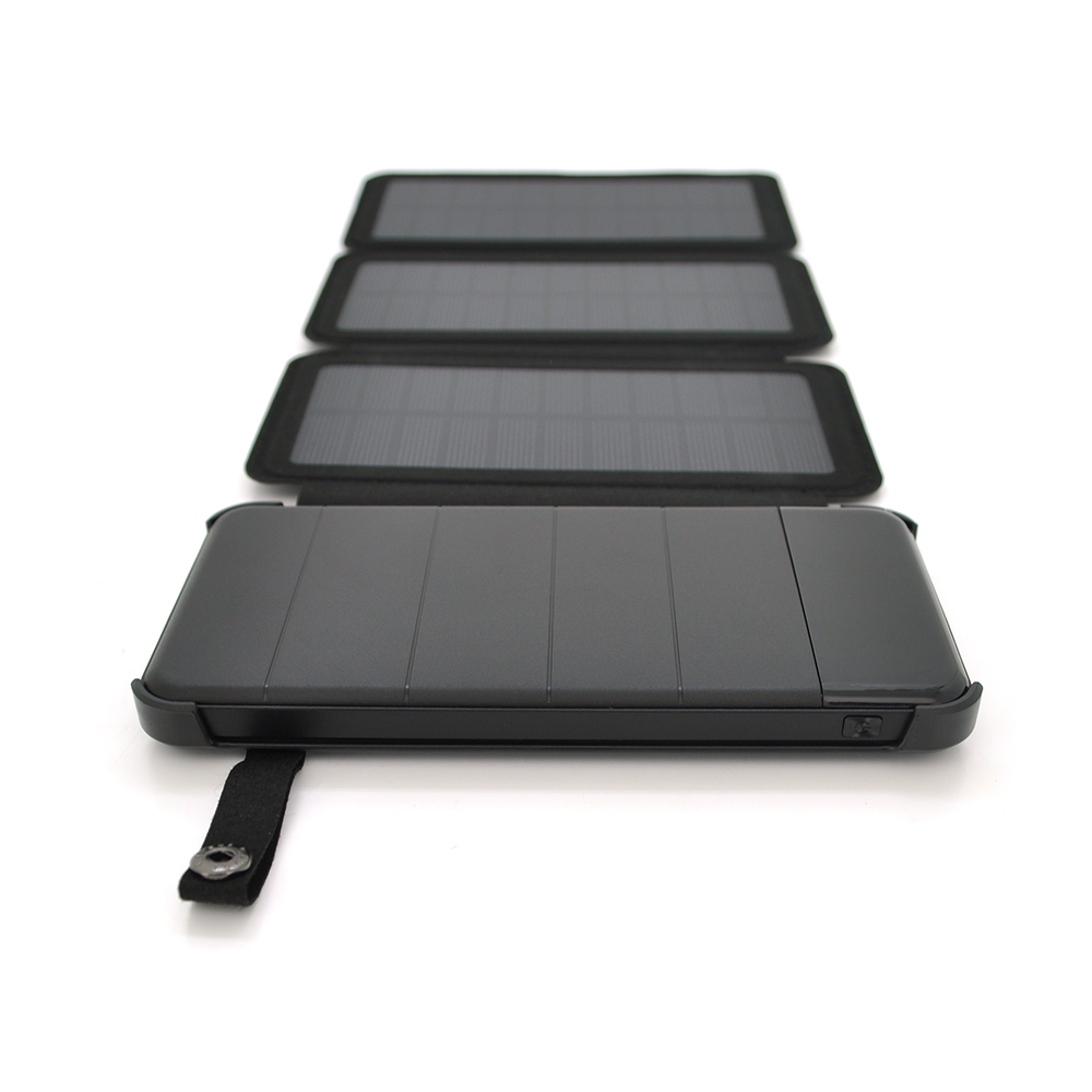 Power bank 12000 mAh Solar, Input:5V/1A(microUSB), Output:5V/2,1А(2хUSB), rubberized case, Black, BOX — Фото 2