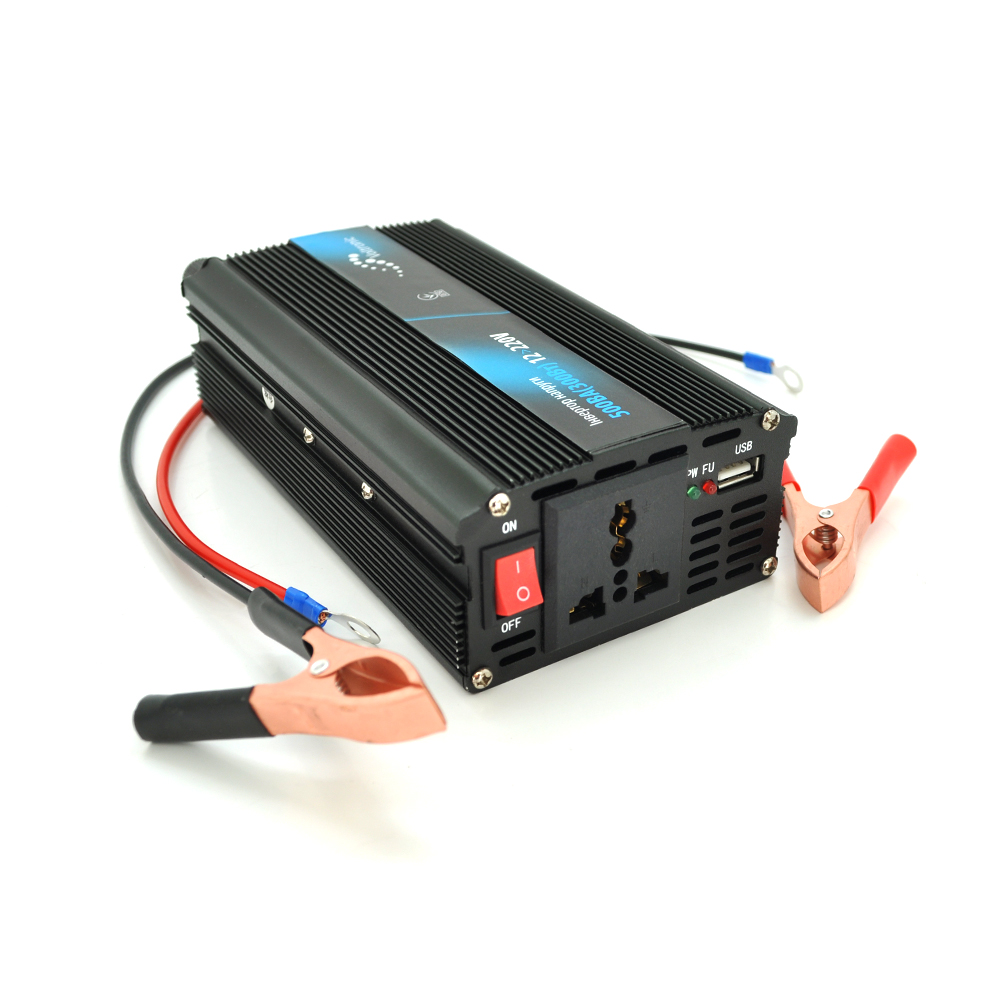 Інвертор напруги Voltronic, 500ВА(300Вт), 12 / 220V, approximated, 1 універсальна розетка, крокодили, 1 USB вихід