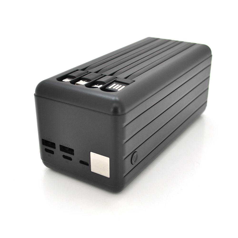 Powerbank ACL PW-108 80000mAh, 4xUSB, 4 кабелі (USB / Micro / Type-C / Lighting), 1,6 кг, Black, Box