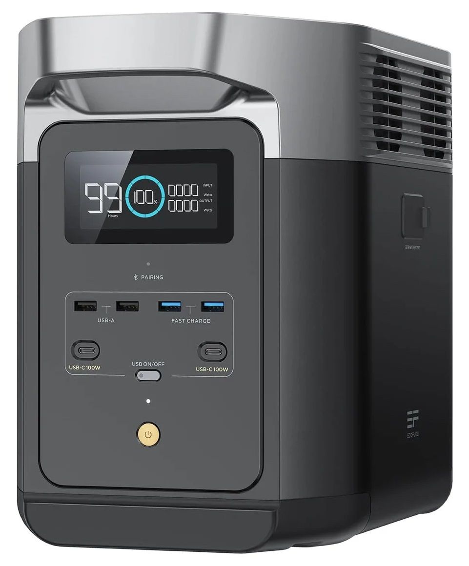 Портативна зарядна станція EcoFlow DELTA 2 (ємність 1024 Вт·ч), 3000 циклів, потужність 1800 Вт (пікова 2700 Вт), 400*211*281 мм, вага 12кг