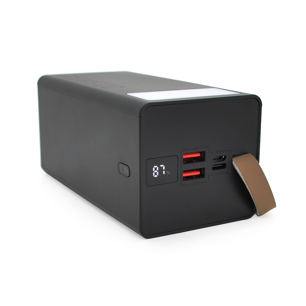 Power bank YM-355, 50000mAh, flashlight,Input:5V / 2.1A(micro USB, Type-C),Output:5V / 2.1A(2хUSB), FastCharger PD22.5W(QC3.0) / Type-C, plastic, Black,BOX